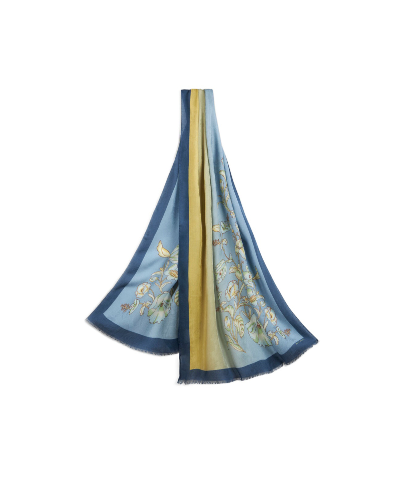 Etro Flower Wool Scarf In Blue