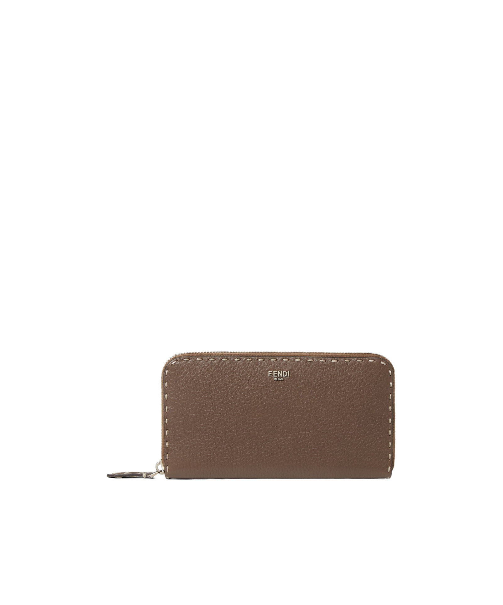 Fendi Brown Selleria Wallet With 164 Hand-sewn Topstitches In Green