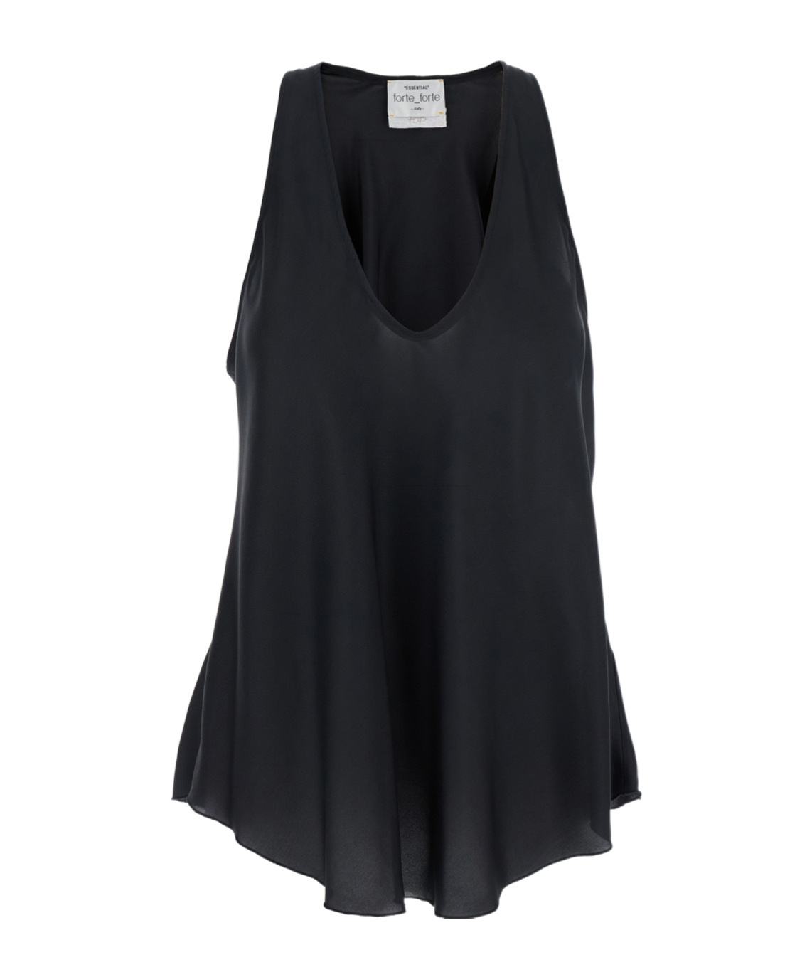FORTE FORTE 'ESSENTIAL' BLACK SLEEVELESS TOP WITH PLUNGING NECKLINE IN SILK WOMAN