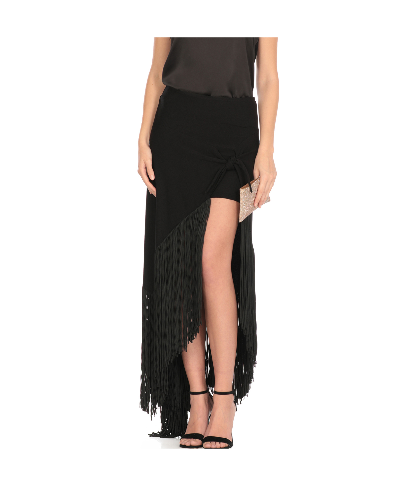 Philosophy Di Lorenzo Serafini Elastic Fringed Maxi Skirt