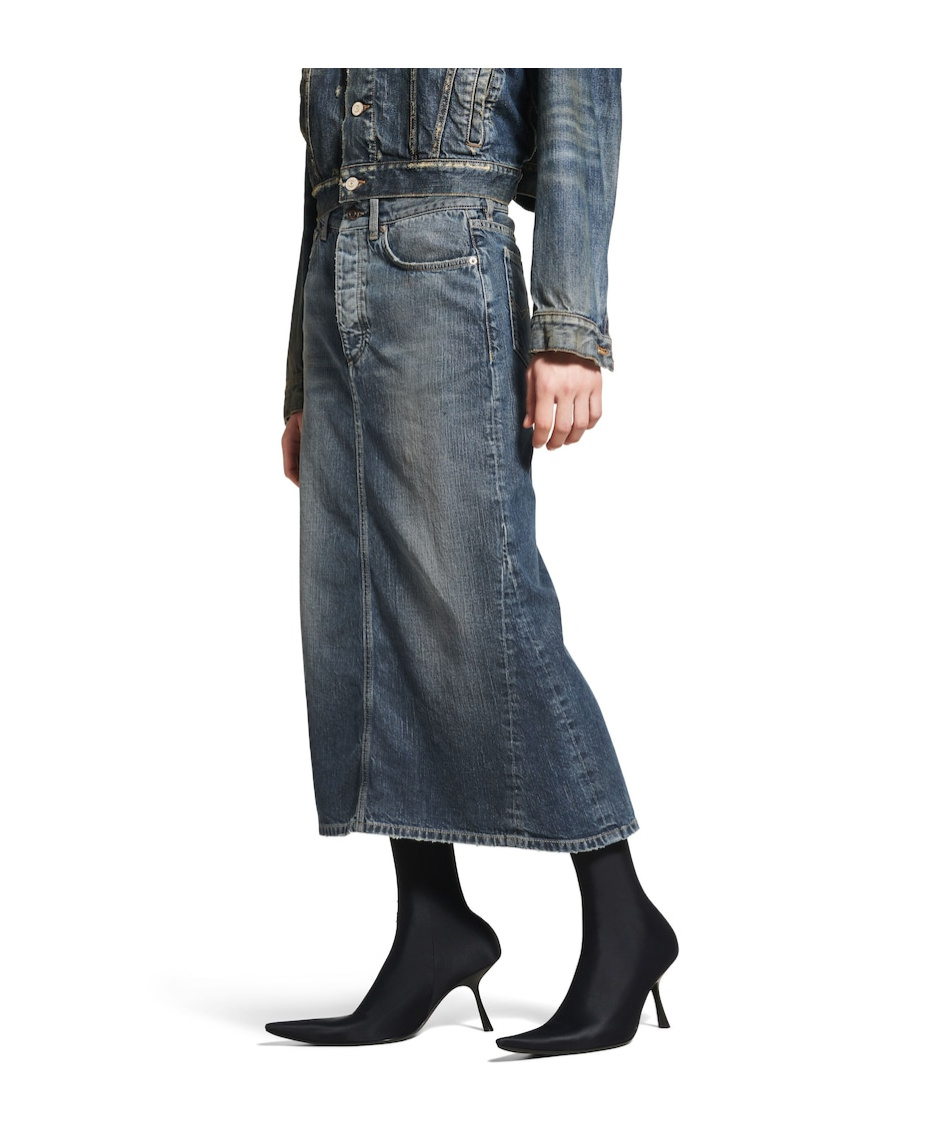 Balenciaga Knee-length Skirt With Pockets And Belt Loops In Blue