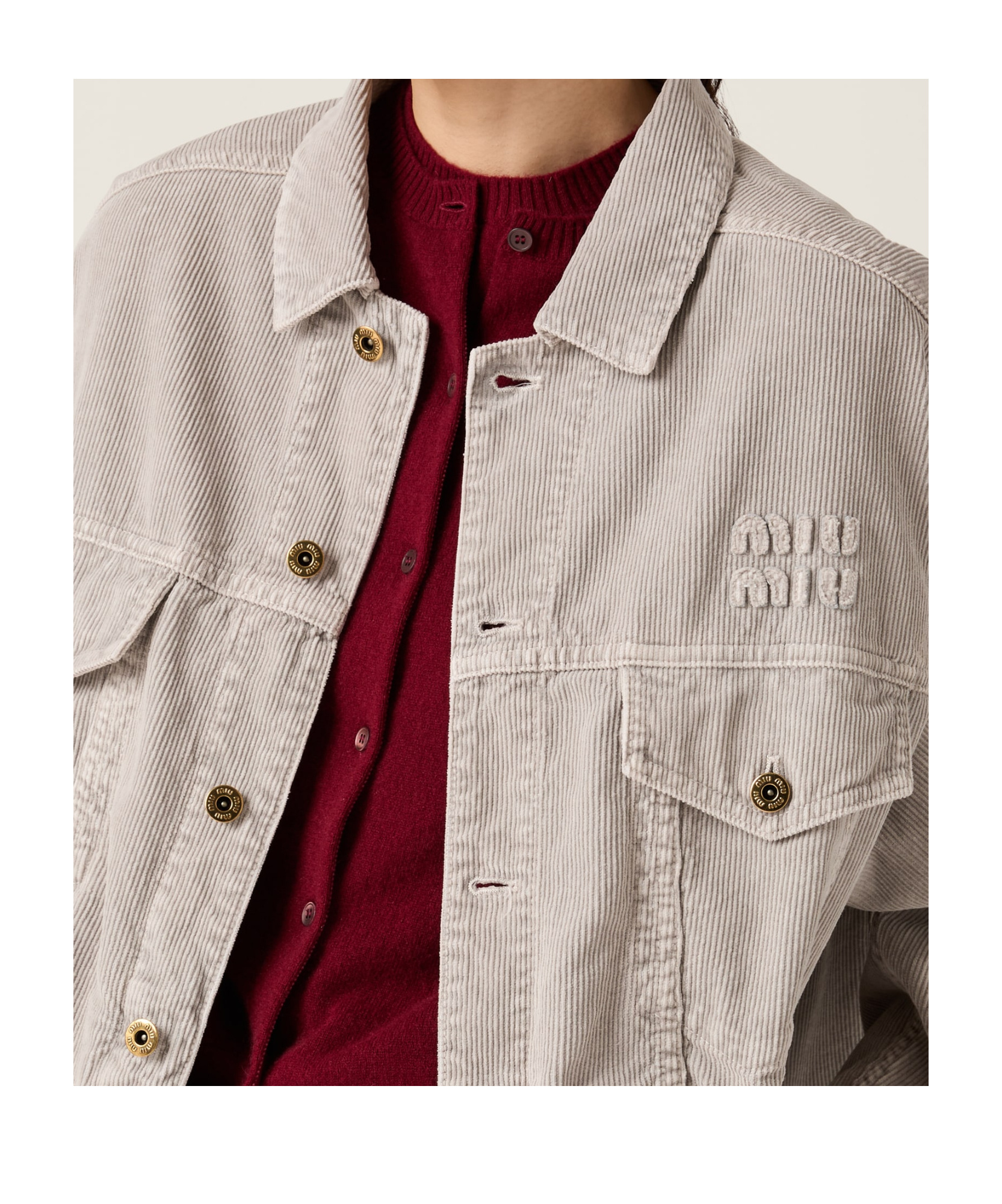 Miu Miu Long-sleeved Jacket In Nude