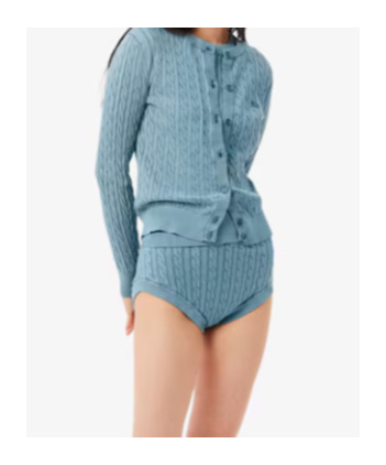 Lacoste Women's Wash Effect Cable Knit Cardigan - 32 In Blue