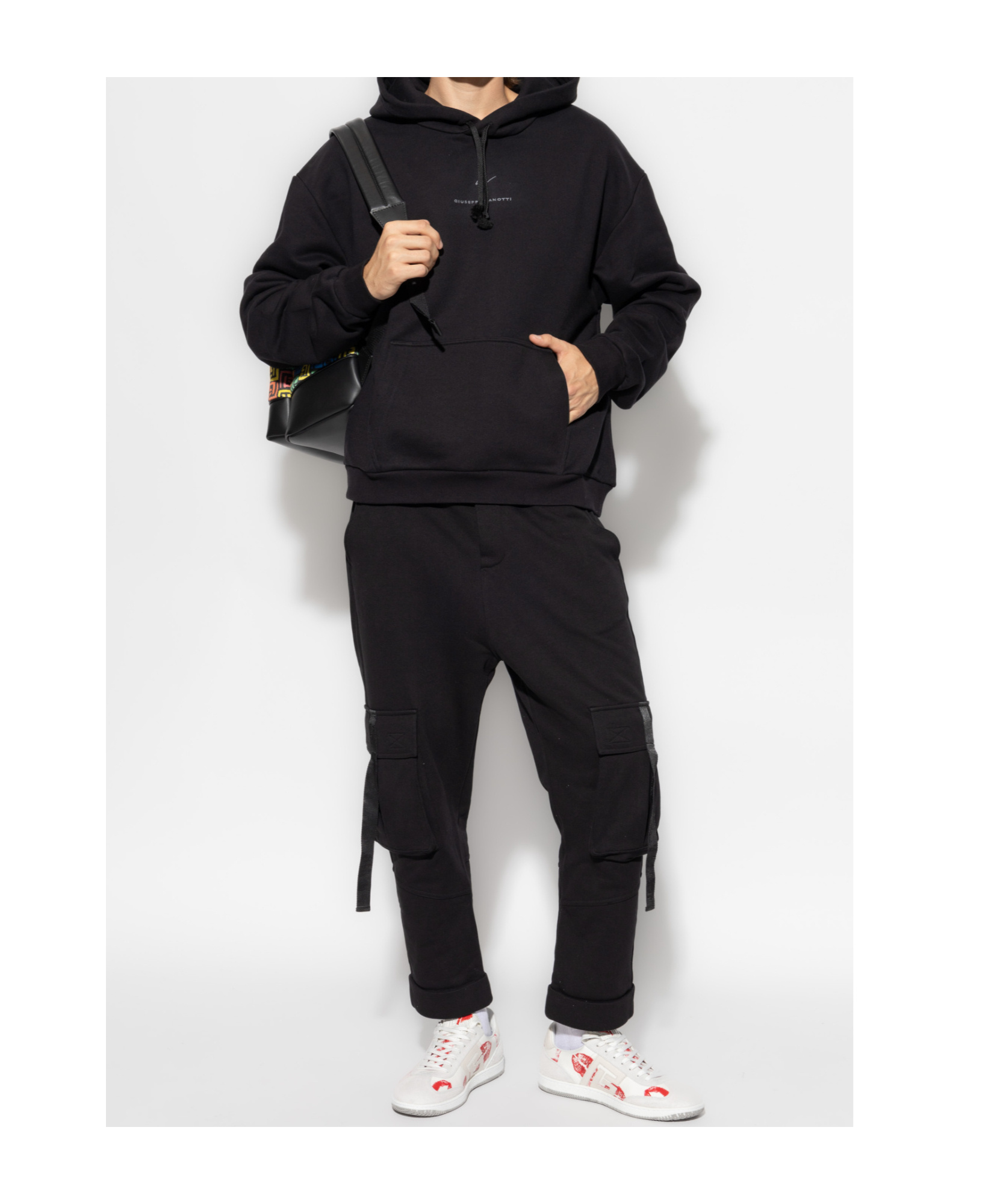 Shop Giuseppe Zanotti Logo-embroidered Drawstring Hoodie In Black