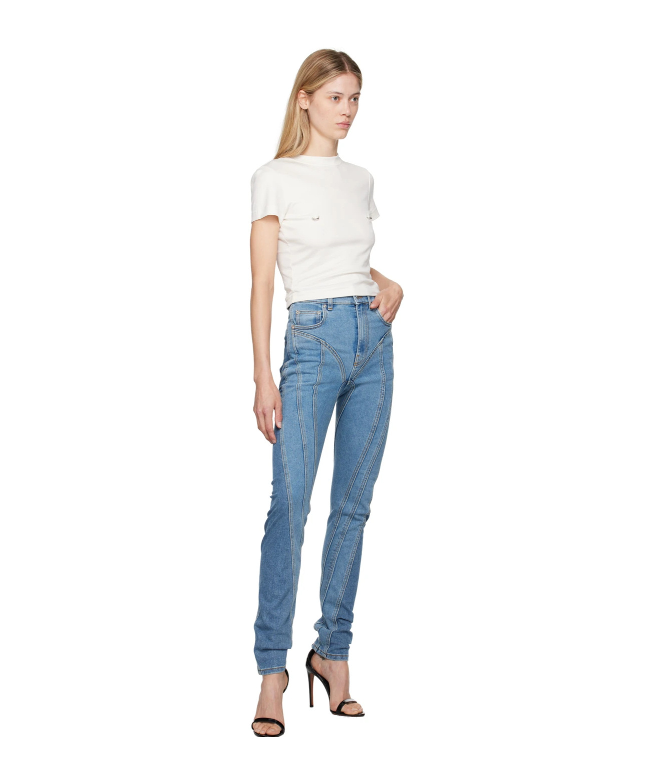 Mugler Belt-loop Jeans In Blue