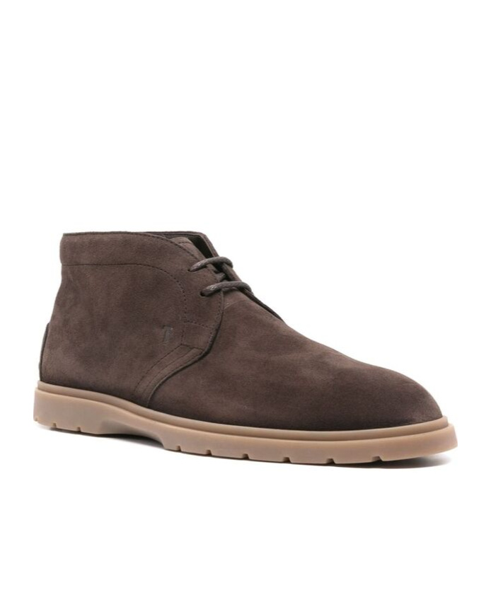 Tod's Round Toe Suede Ankle Boots In Brown
