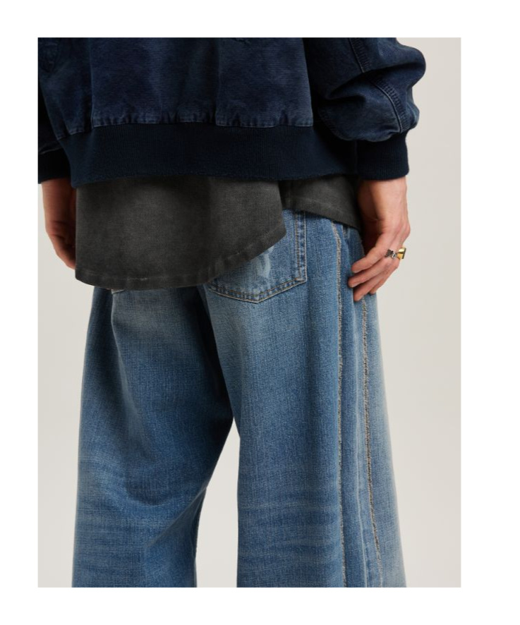 Palm Angels Curved Logo Loose 5 Pockets Light Blue - In Blue
