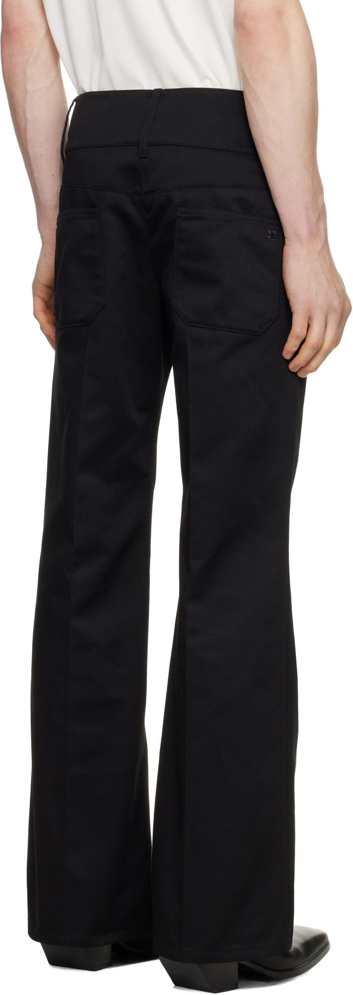 Courrèges Black Belted Bootcut Trousers In Black
