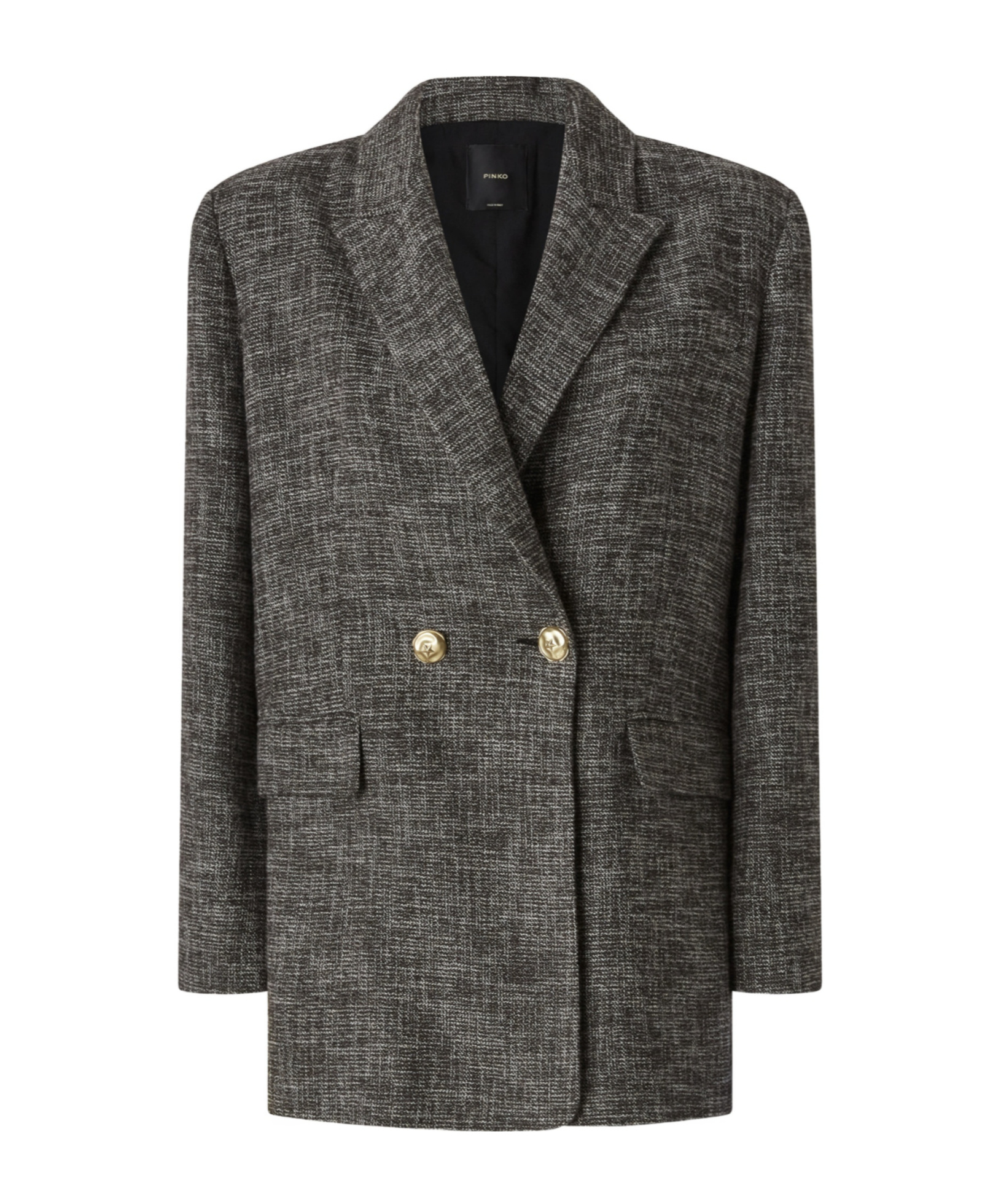 Pinko Double-breasted Flannel Blazer In Gray