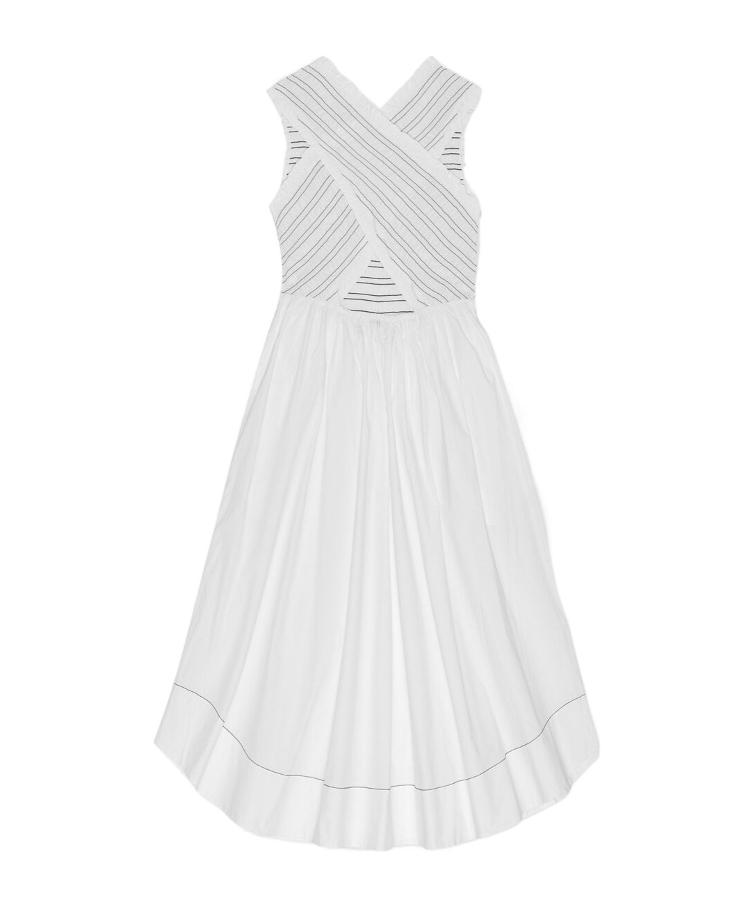 Ganni White Washed Stretch Cotton Smock Midi Dress