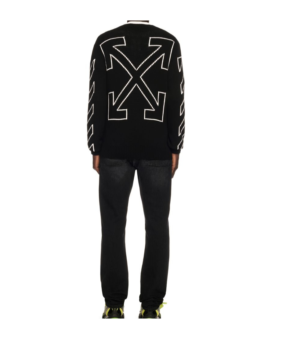 Off-white Straight Trousers With Five-pocket And Loops In Black