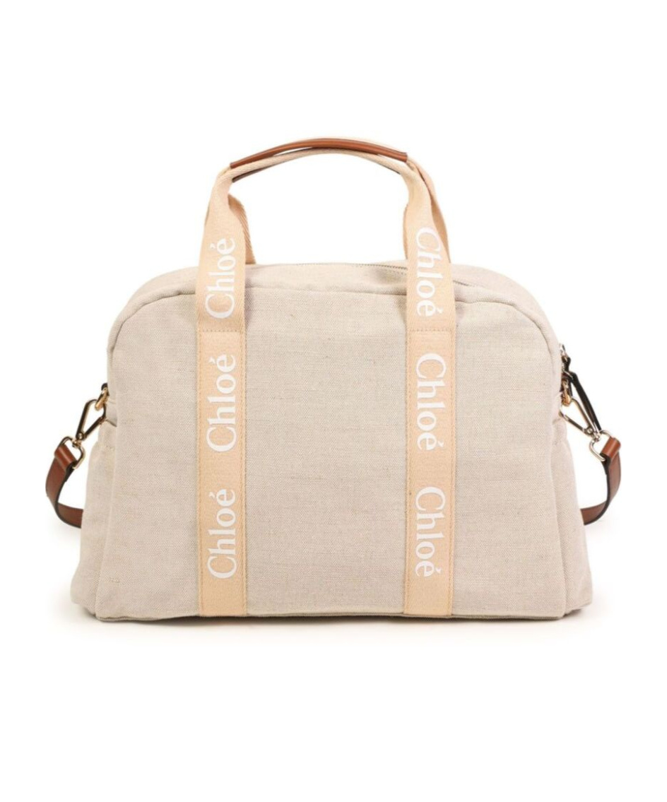 Shop Chloé Kids Logo Printed Strapped Changing Bag In Nude