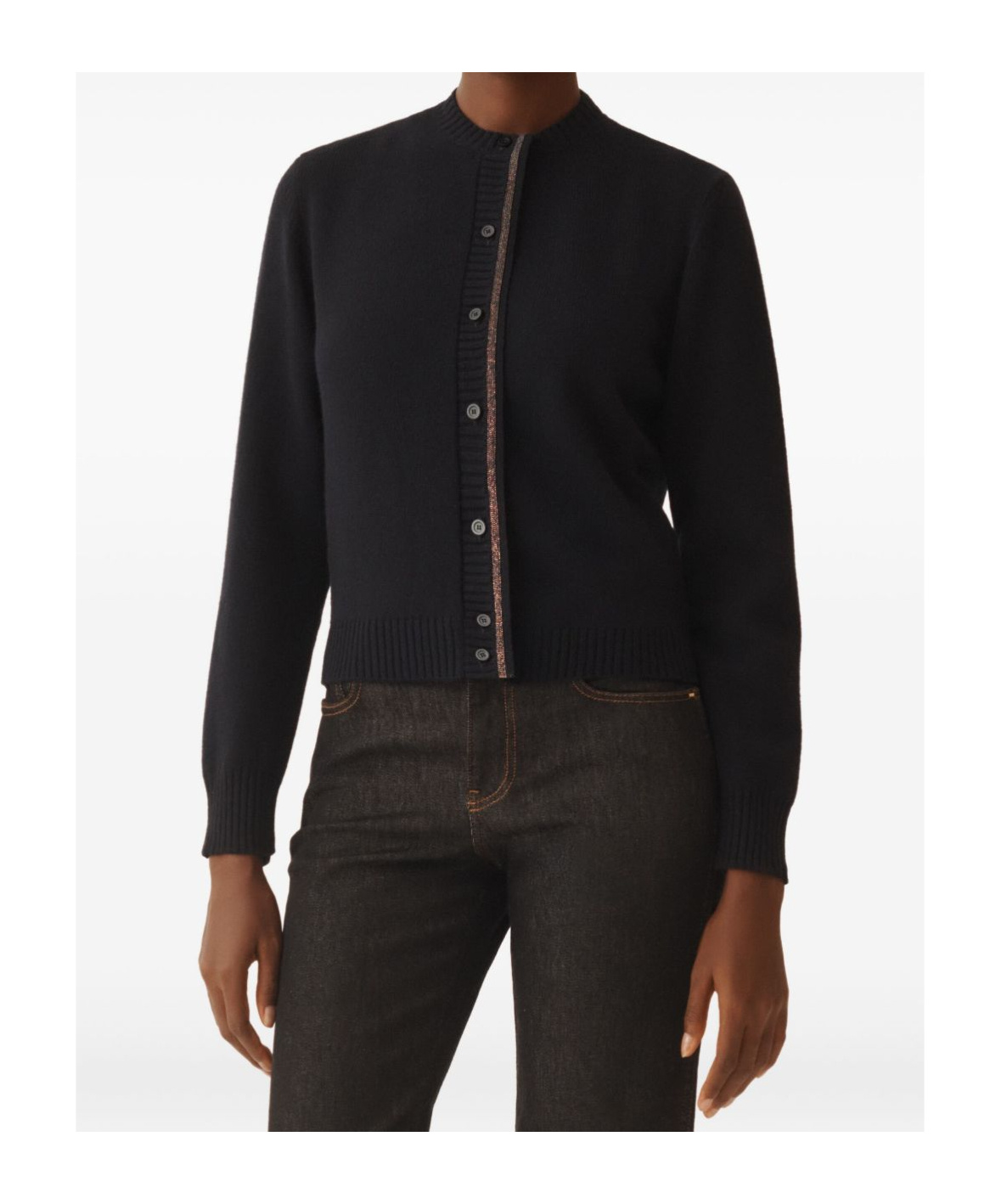 Fabiana Filippi Long-sleeved Knitted Cardigan In Blue