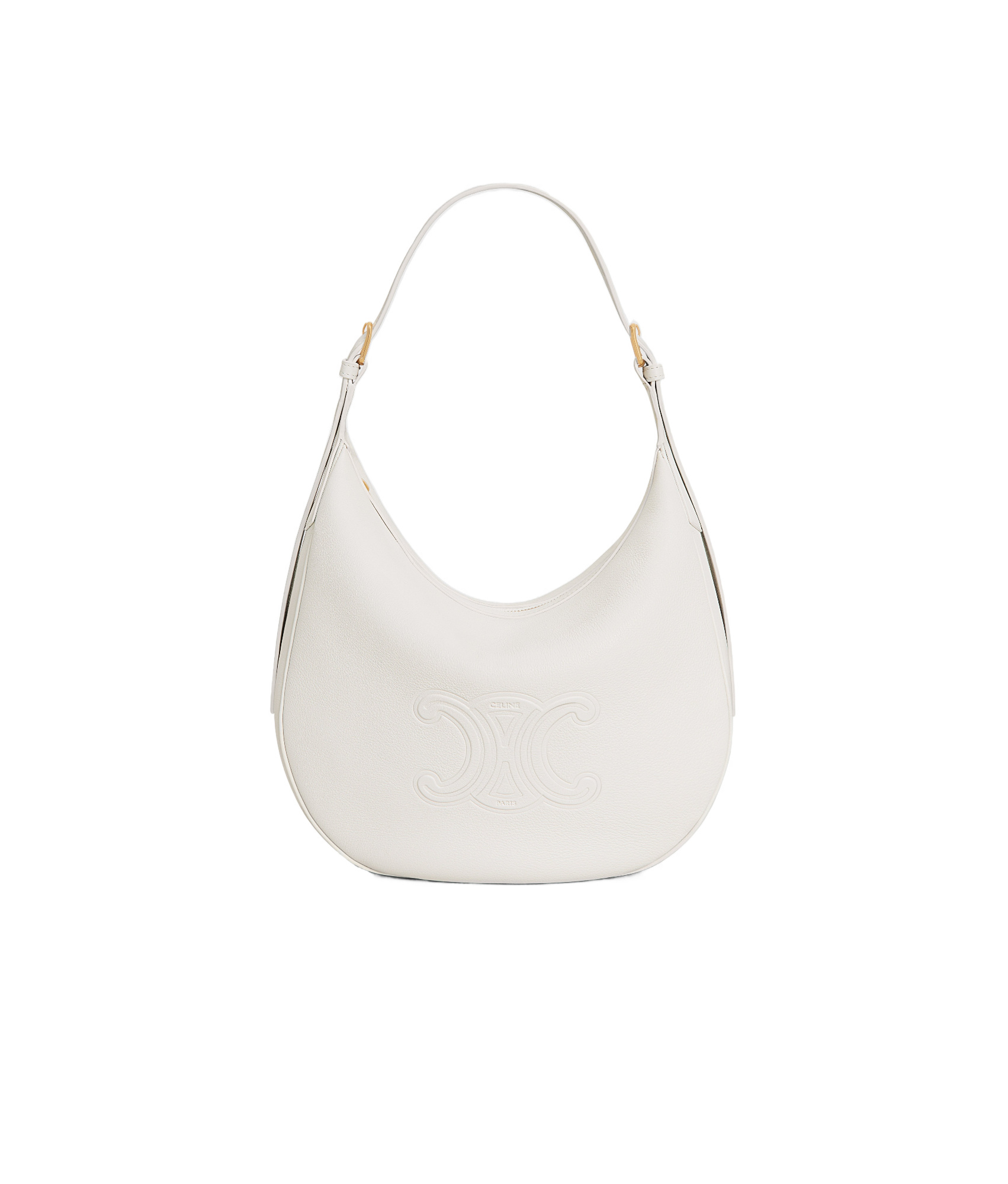 Celine Heloise Cuir Triomphe Handbag In White