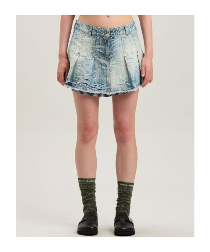 Palm Angels Palms-jacquard Pleated Mini Skirt In Gray