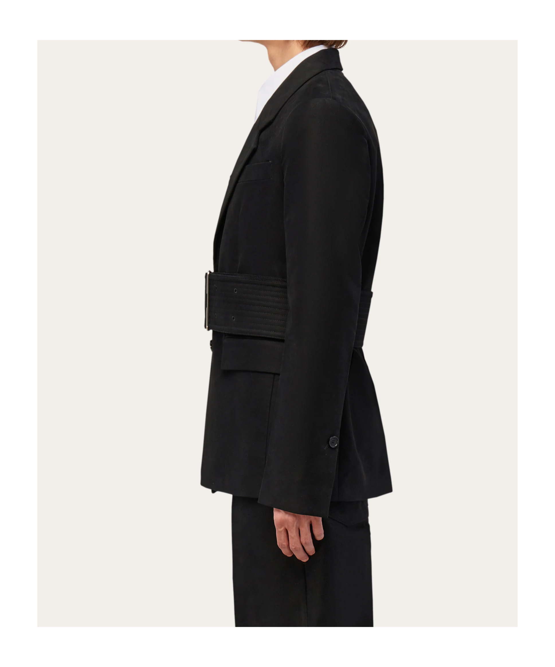 Ferragamo Wide-belt Suit Coat In Black