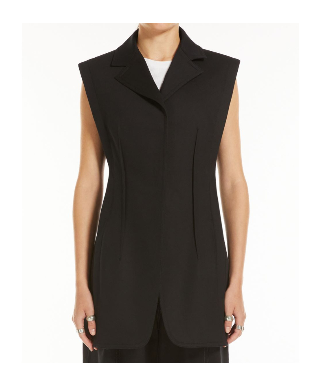 Sportmax Sleeveless Stretch Wool Blazer Minidress In Black