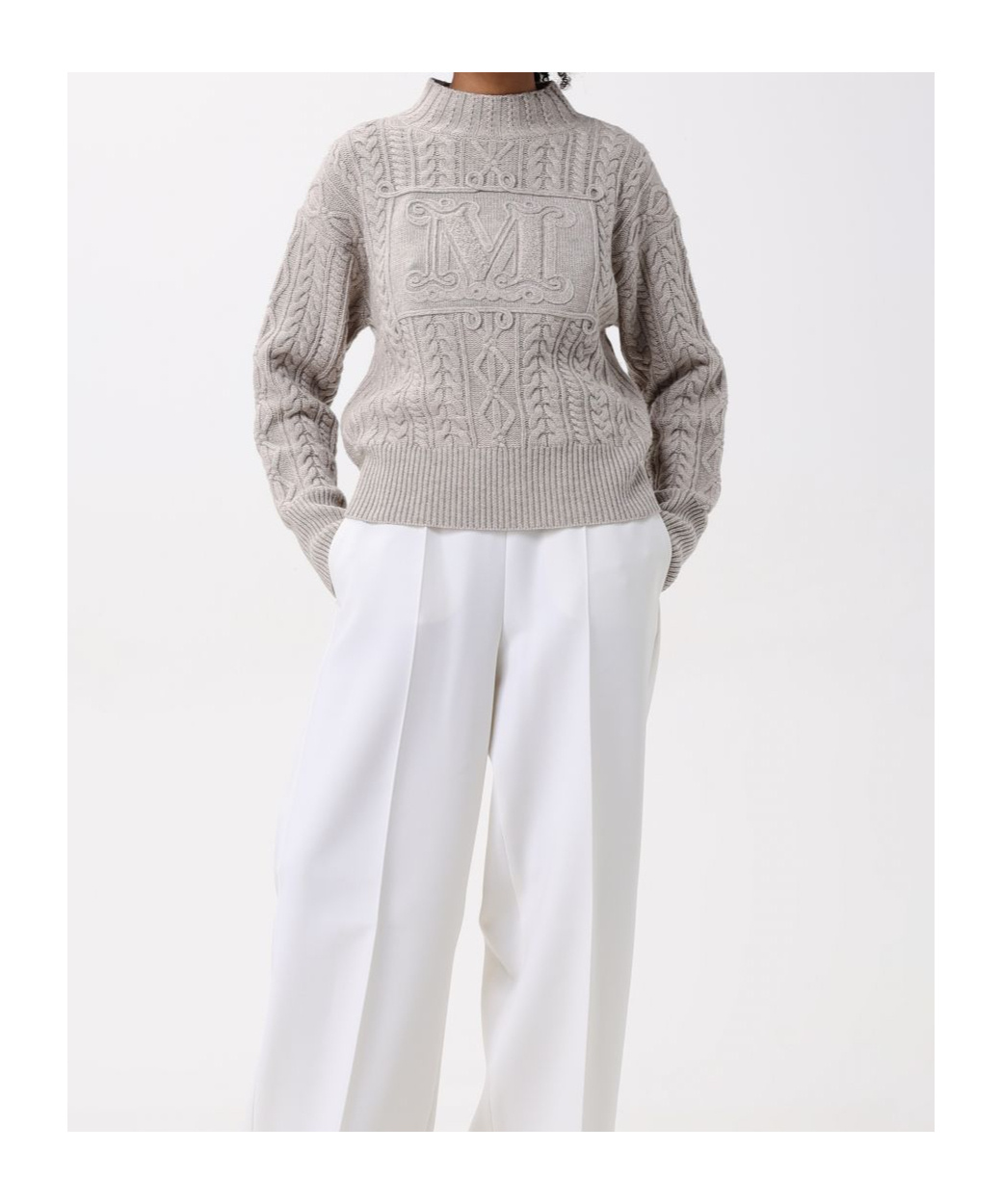 Max Mara Long-sleeved Sweater In Gray
