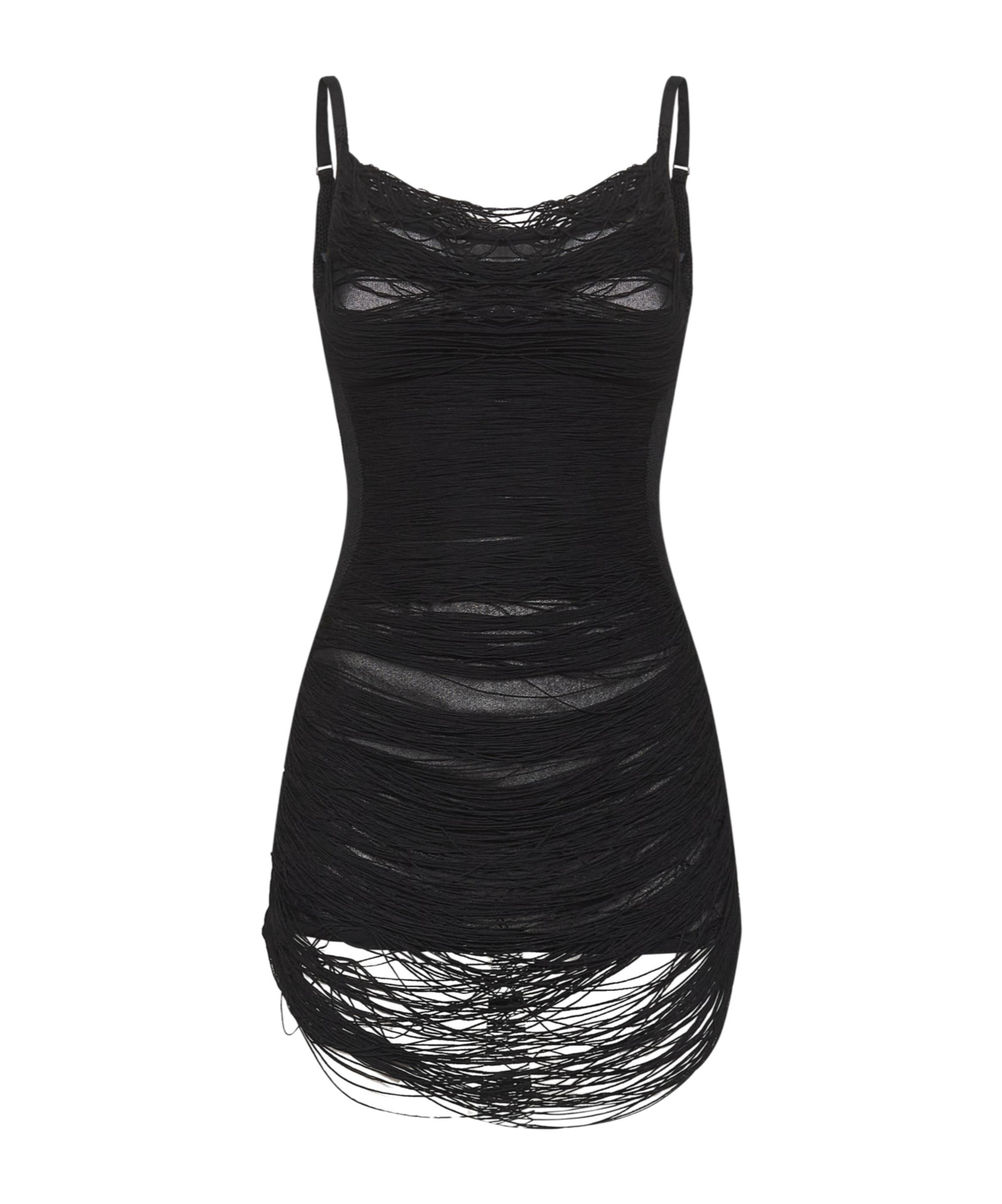 Attico Black Viscose Blend Mini Dress In Black