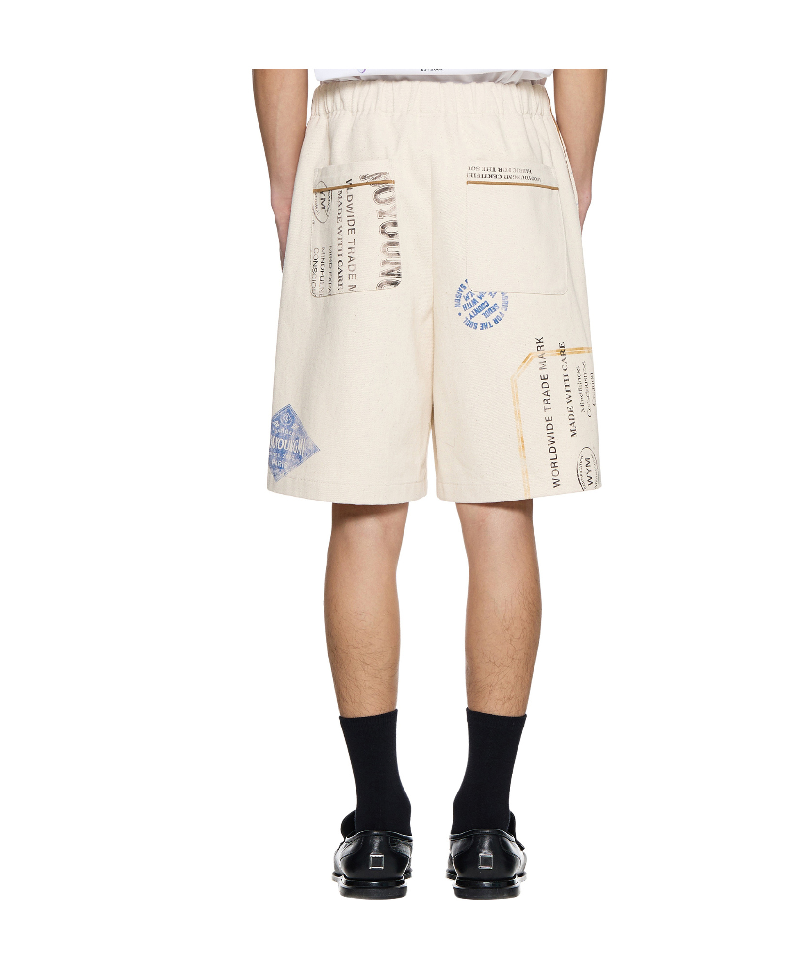 Wooyoungmi Beige Graphic Twill Shorts In White