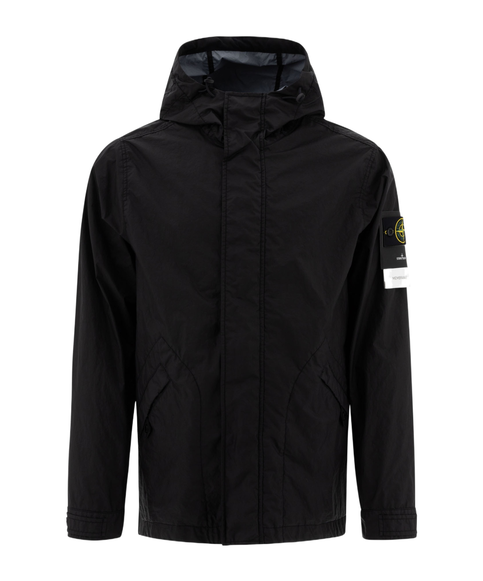 Stone Island Compass Patch Hooded Jacket In Black