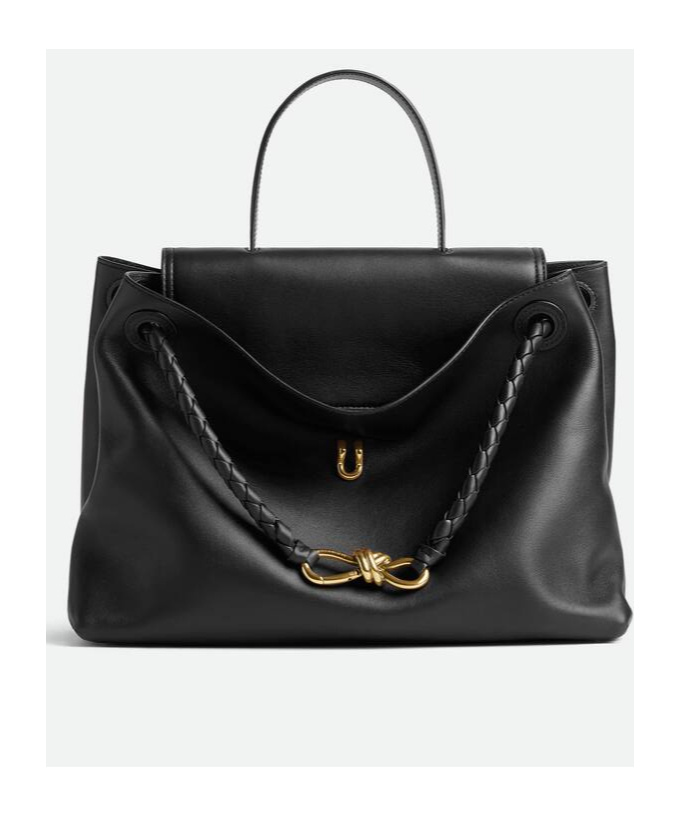 Bottega Veneta Ciao Ciao Knot Detail Leather Top Handle Bag In Black