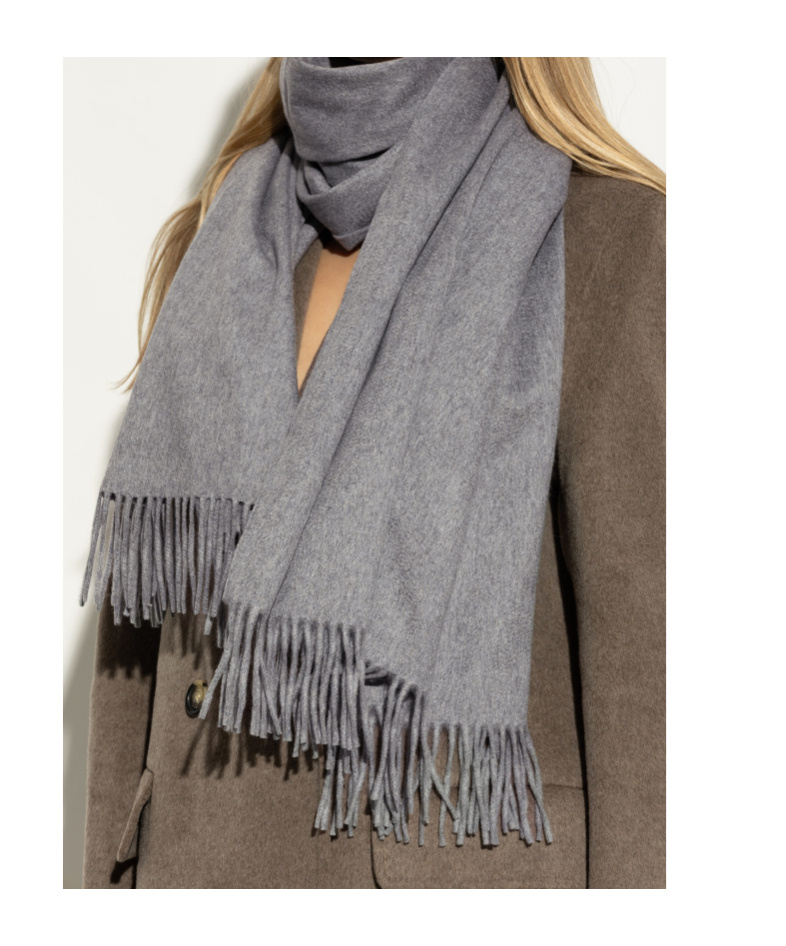Max Mara Fringed Scarf In Gray