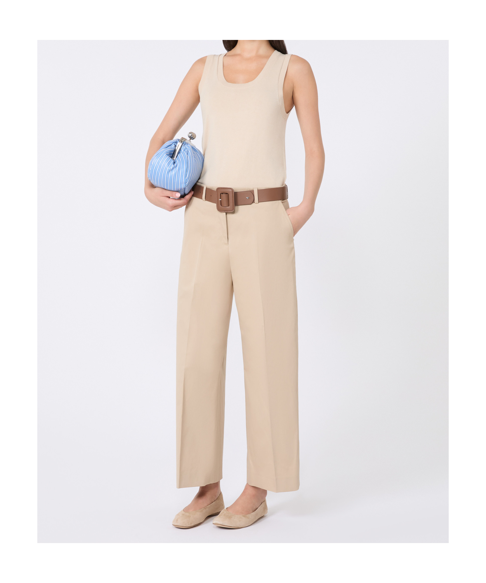 Weekend Max Mara Cotton Satin Cropped Trousers In Pink