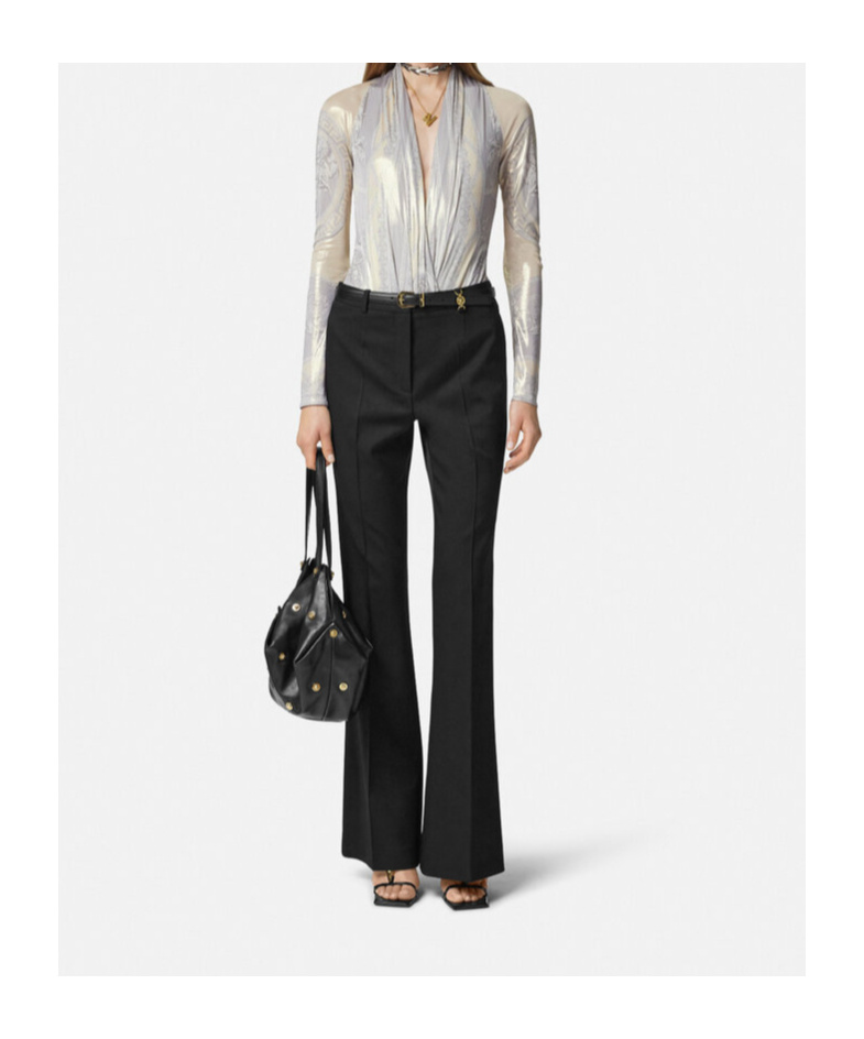 Versace La Coupe Des Dieux Draped Bodysuit In Gray