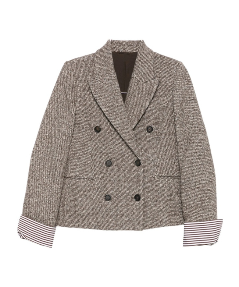 Brunello Cucinelli Double-breasted Wool Short Coat Clothing In Neutral