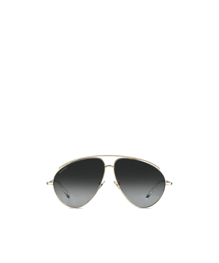 Gucci Gold-tone Aviator Sunglasses Gradient Lenses In Black