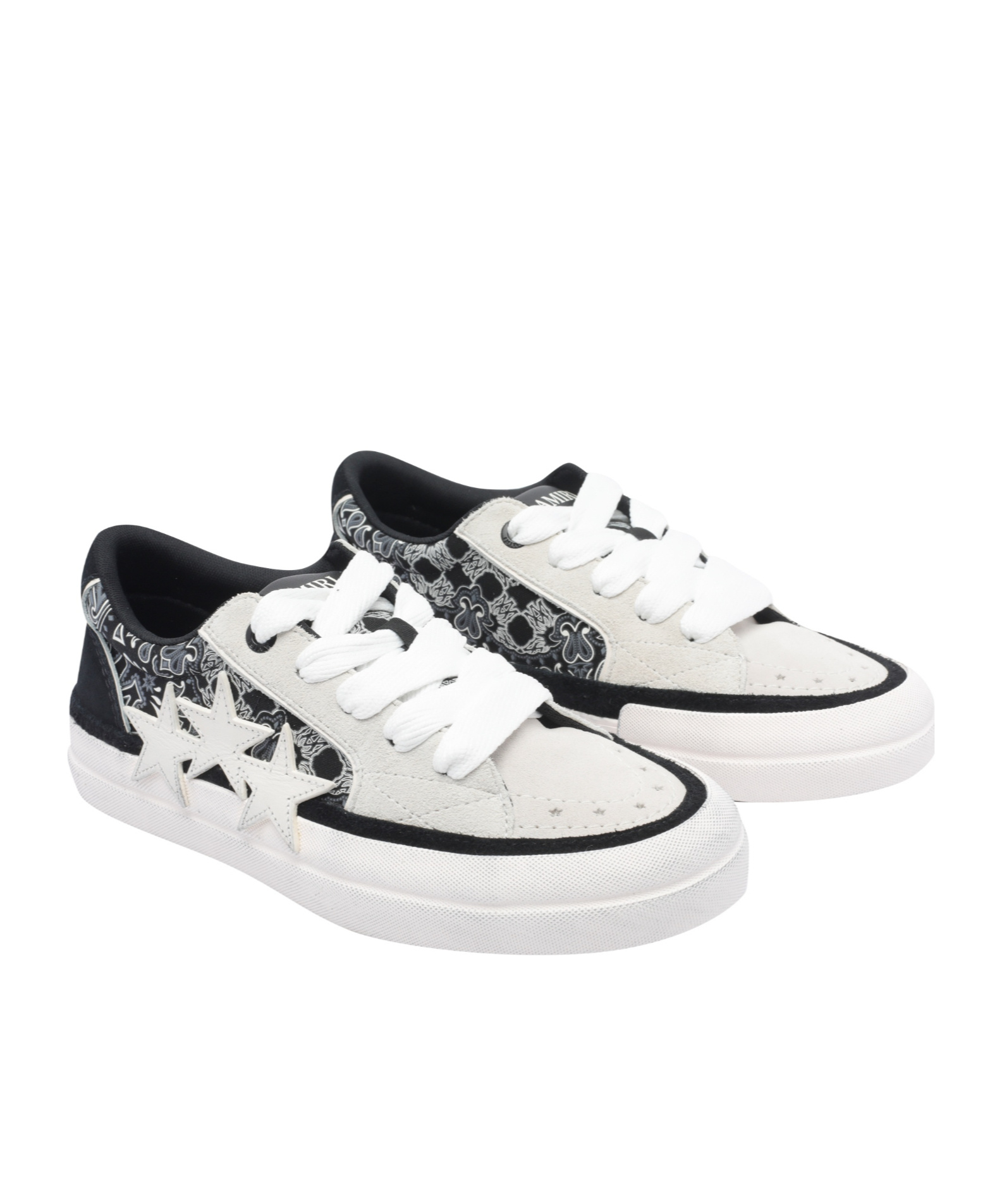 Amiri Sunset Skate Paisley-printed Suede Sneakers In Black
