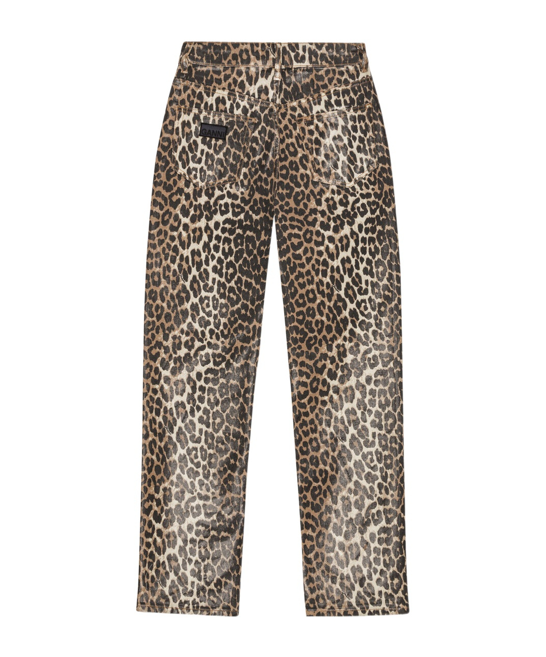 Ganni Leopard Print Jeans In Multicolor