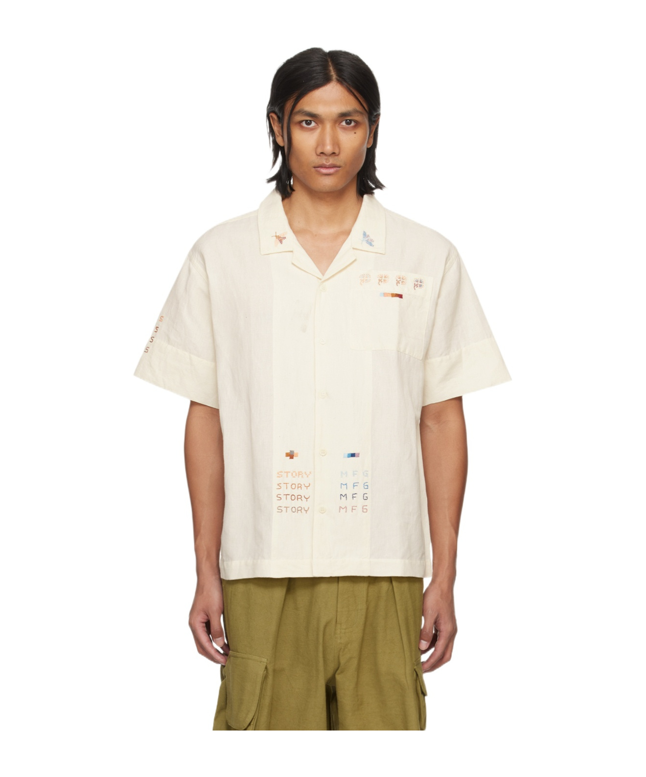 Story Mfg. Greetings Button Shirt In White