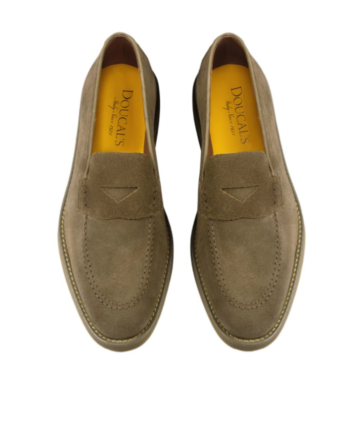 Doucal's Brown Suede Leather Loafers In Cocoa