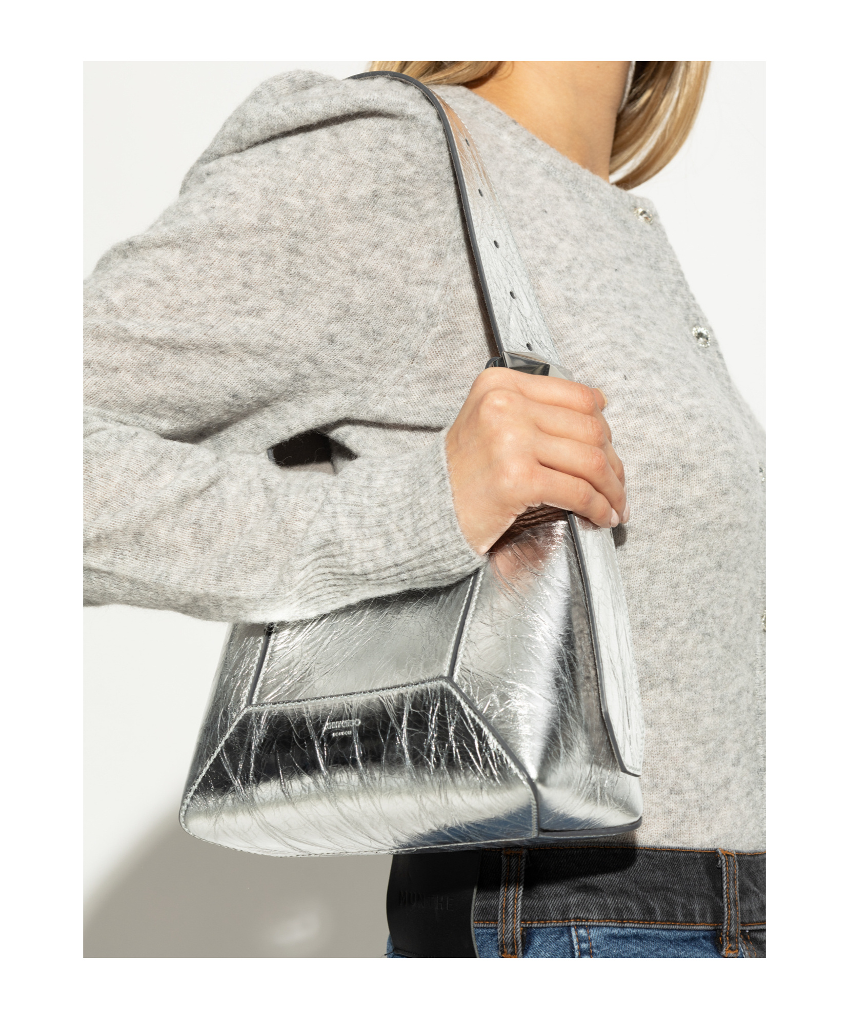 Jimmy Choo Small Diamond Leather Hobo Bag In White