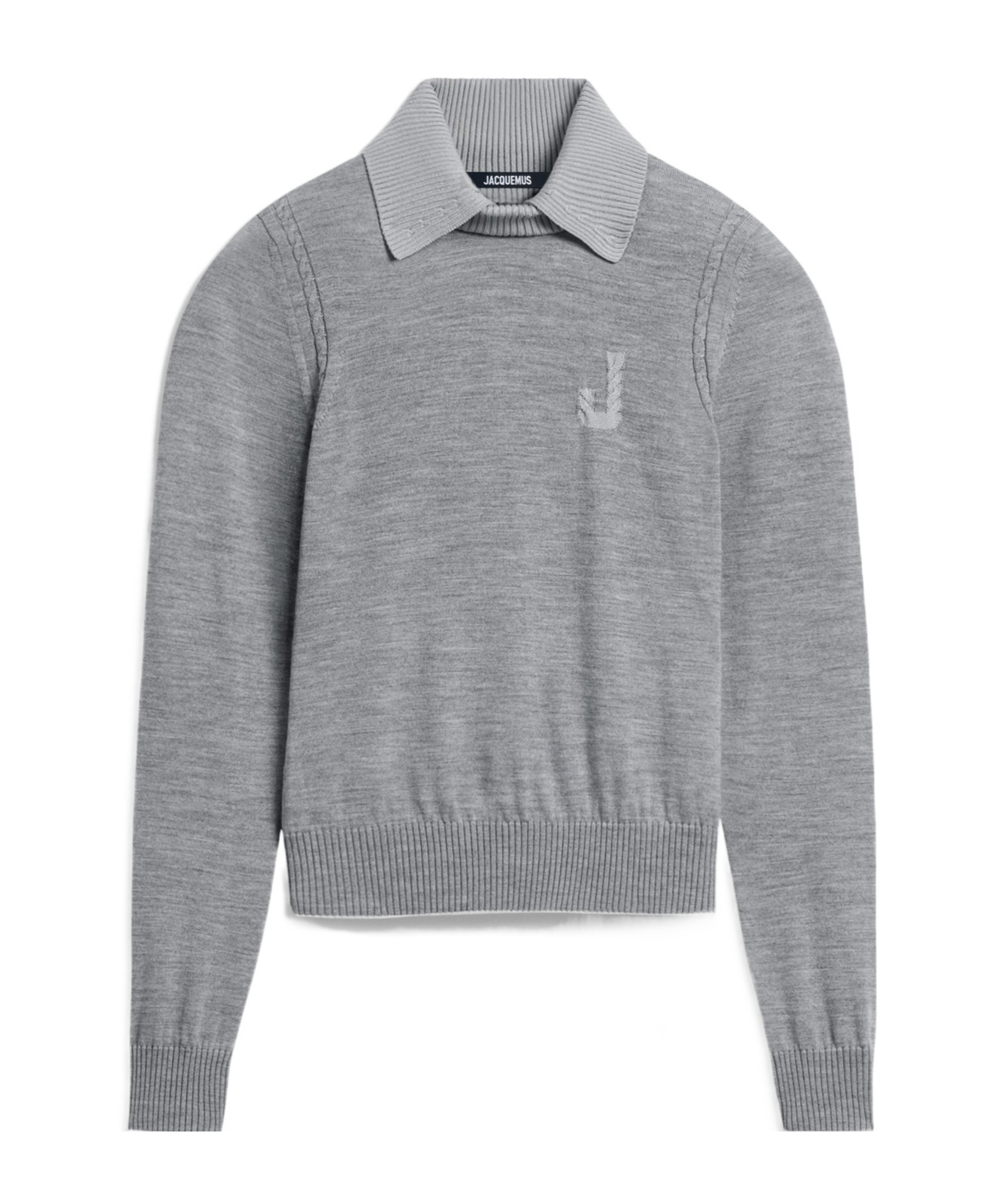 Jacquemus Lapel Long-sleeved Sweater In Gray