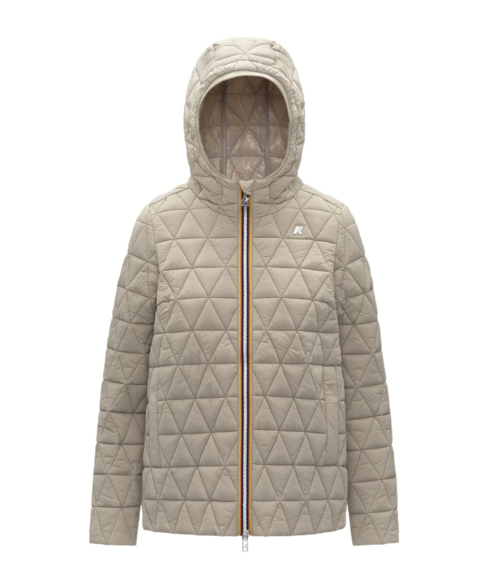 K-way Long-sleeved Cotton-padded Jacket In Sand