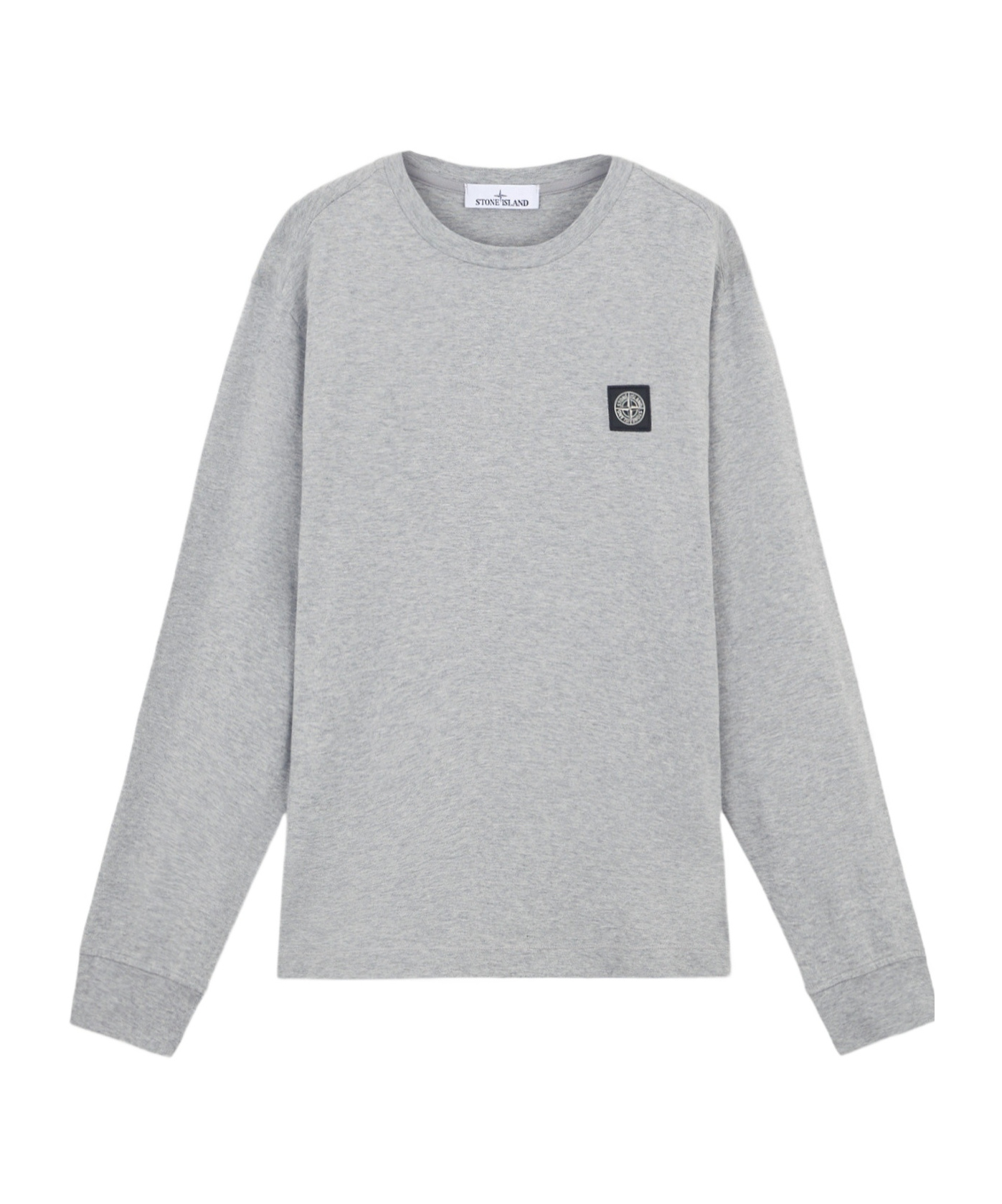 Stone Island Slim Fit Long Sleeve T-shirt With Compass Patch In Gray