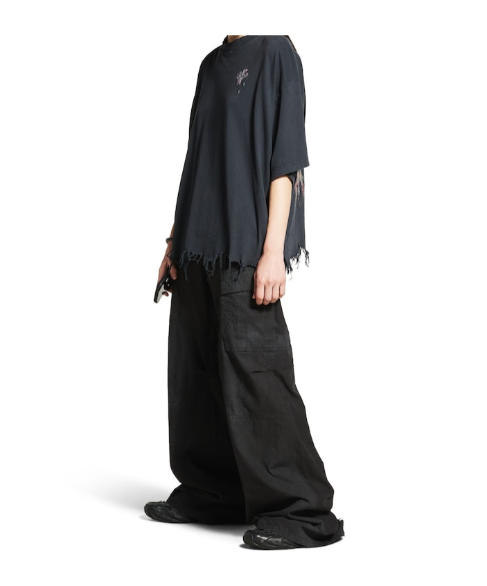 Balenciaga Nail Polish Cropped T-shirt In Faded Black In Faded Black