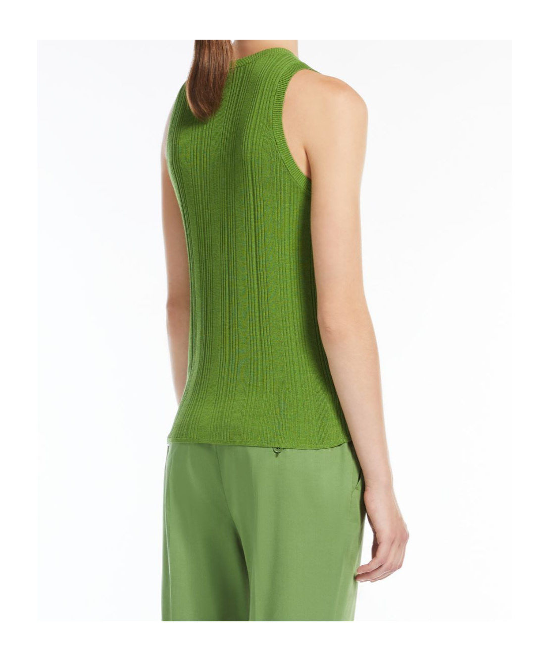 Shop Weekend Max Mara Viscose Yarn Top In Green