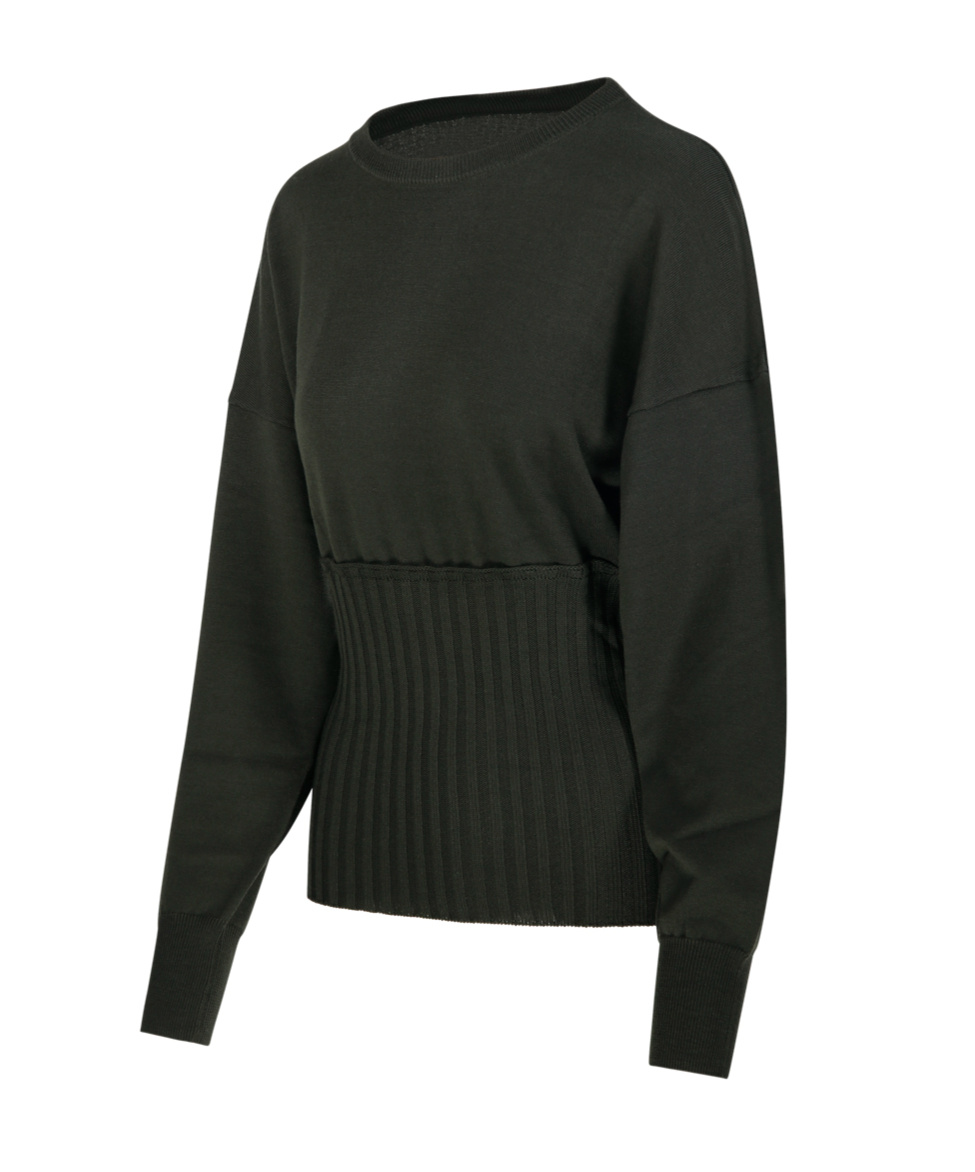 Nude Ribbed-panel Sweater In Green