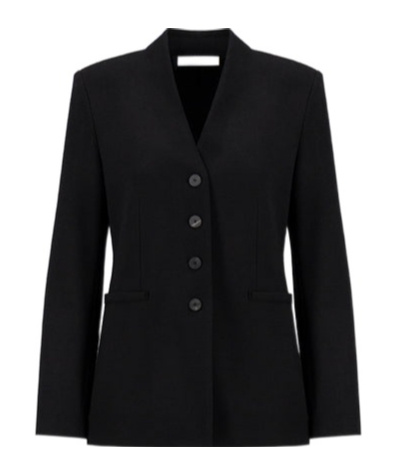 Harris Wharf London Collarless Blazer Superfine Merino In Black