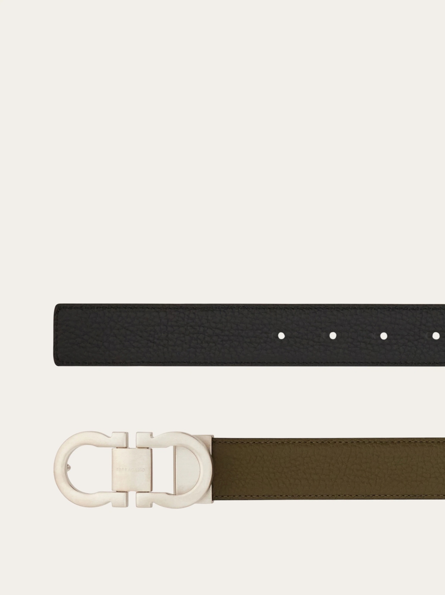 Ferragamo Gancin Double-sided Belt In Green