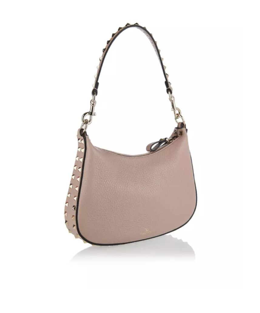 Valentino Logo Small Shoulder Bag In Nude