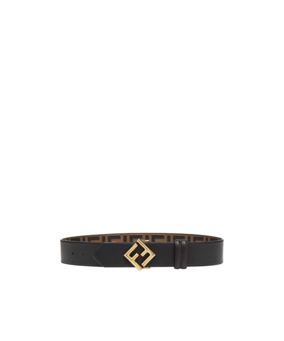 Fendi Ff Diamonds Buckled Reversible Belt In Black