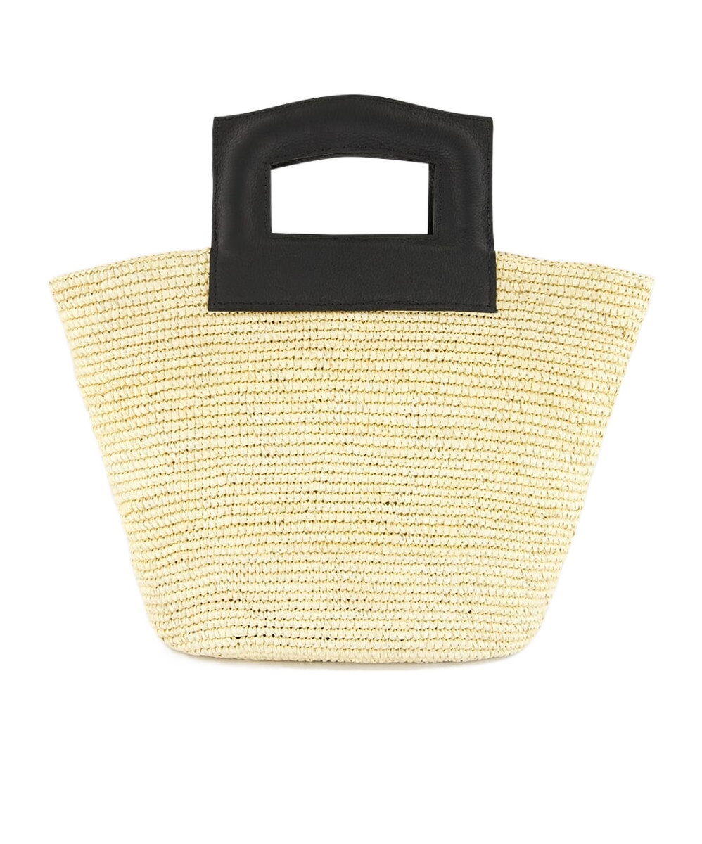 Sensi Studio Straw Leather-handle Tote Bag