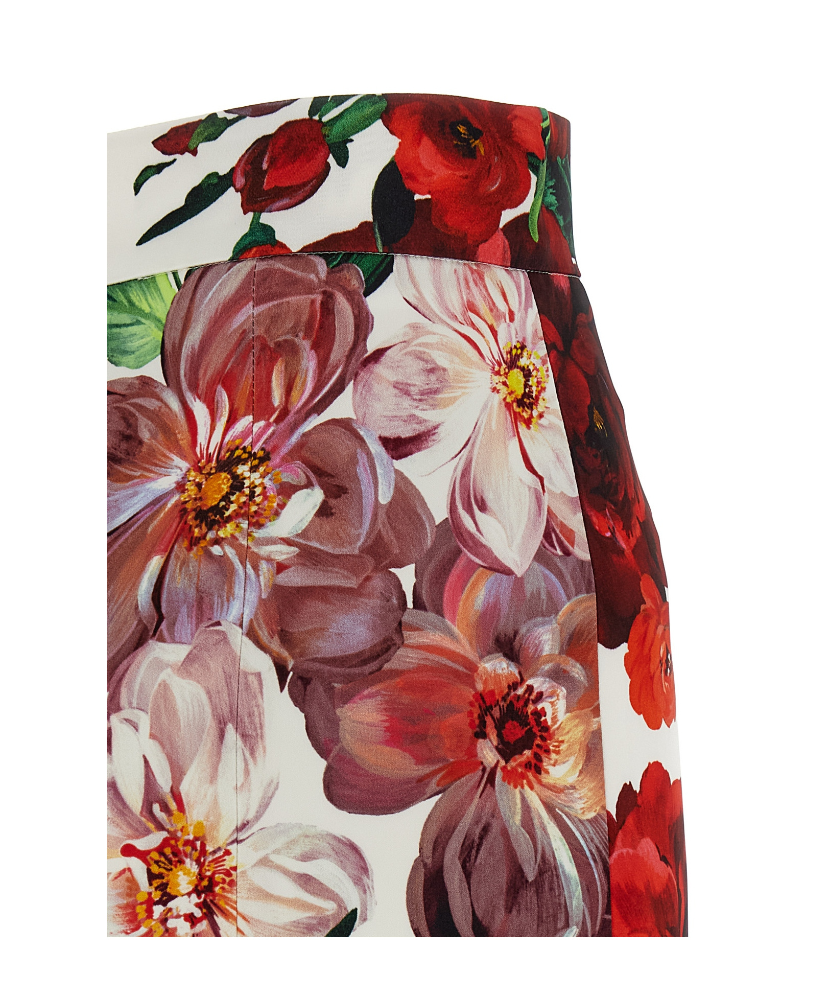 Dolce & Gabbana Floral Longuette Skirt Skirts White In Multicolor