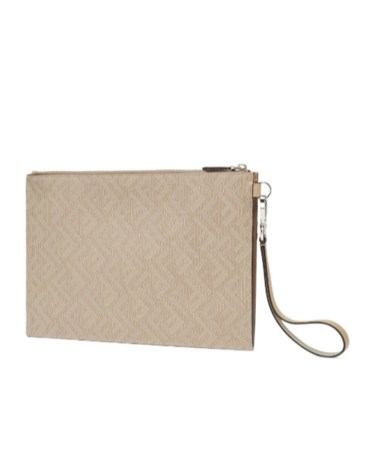 Fendi Shadow Flat Clutch In Nude