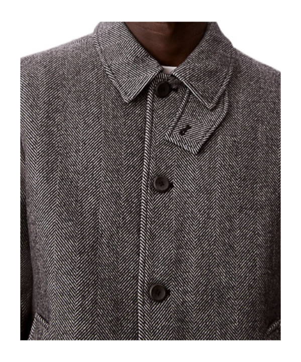 Calvin Klein Single-breasted Herringbone Coat In Gray